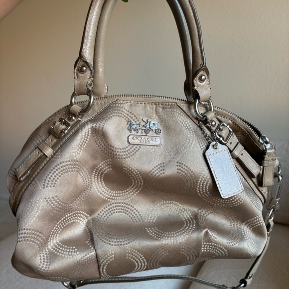 Coach Madison Dotted Op Art Large Sophia Satchel, Khaki - Picture 1 of 12
